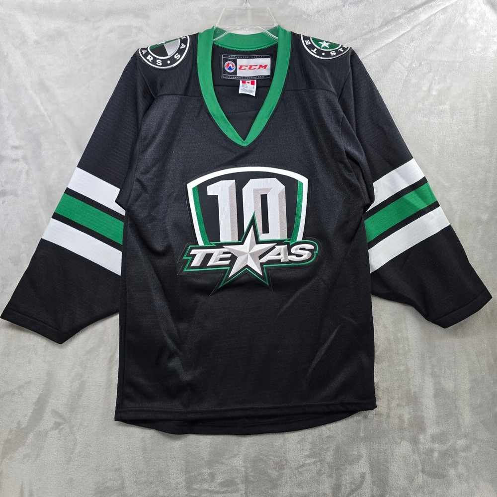 CCM Texas Stars AHL‎ Hockey Jersey Mens Small Black Green 10th Anniversary